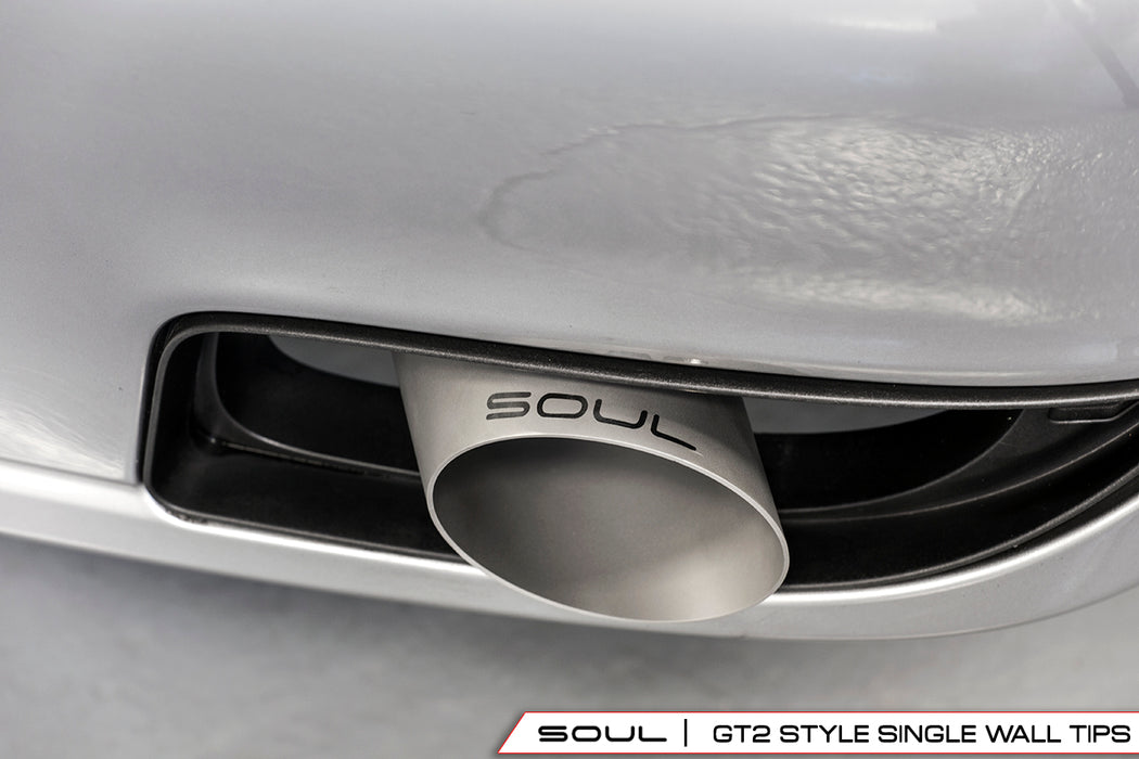 Soul Performance Products - GT2 Style Bolt On Exhaust Tips (997.1 Turbo) - Flat 6 Motorsports - Porsche Aftermarket Specialists 
