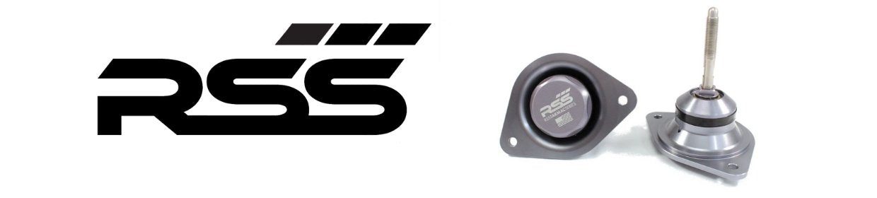 RSS Road Sport Supply logo with Porsche suspension and chassis components, including adjustable control arms, toe links, and engine mounts, engineered for precision handling.