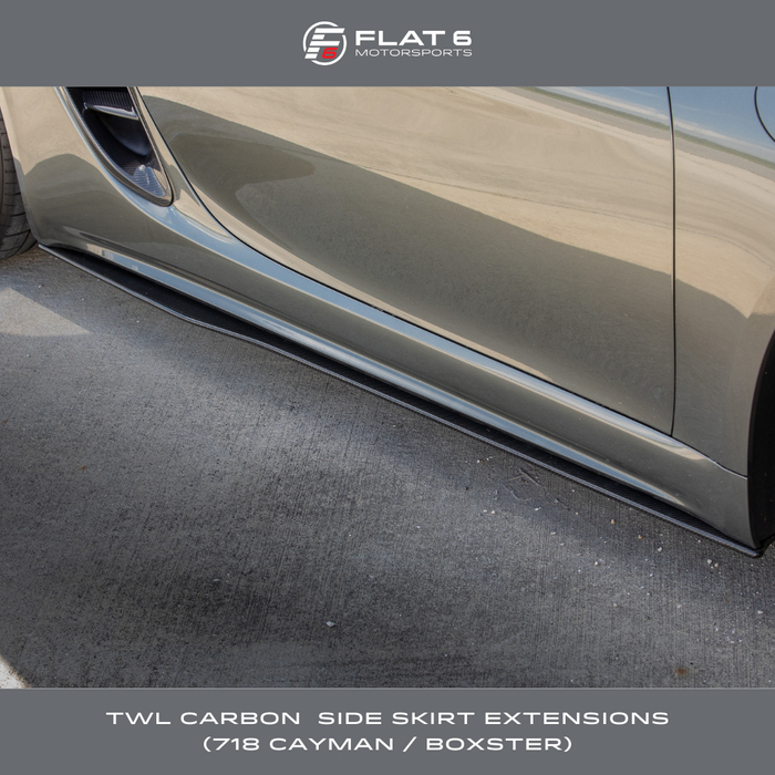 TWL Carbon - Carbon Fiber Side Skirt Extensions (Cayman / Boxster 718)