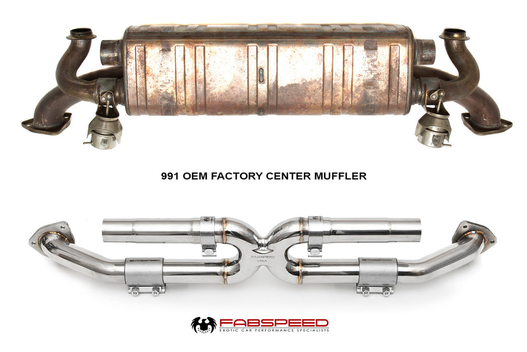 Fabspeed Center Muffler Bypass X-Pipe (991.1 Carrera) - Flat 6 Motorsports - Porsche Aftermarket Specialists 