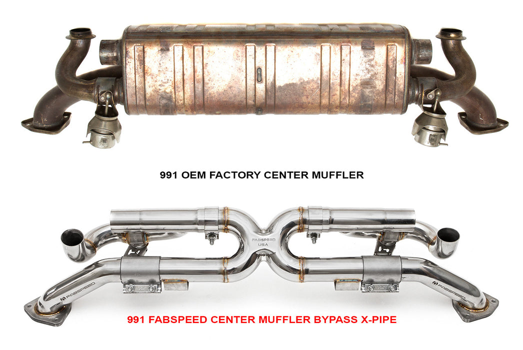 Fabspeed Valvetronic Center Muffler Bypass X-Pipe for PSE Only (991.1 Carrera) - Flat 6 Motorsports - Porsche Aftermarket Specialists 