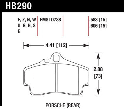 Hawk Street Ceramic Touring Rear Brake Pads (Cayman S / Boxster S 987, 996, 997) - Flat 6 Motorsports - Porsche Aftermarket Specialists 