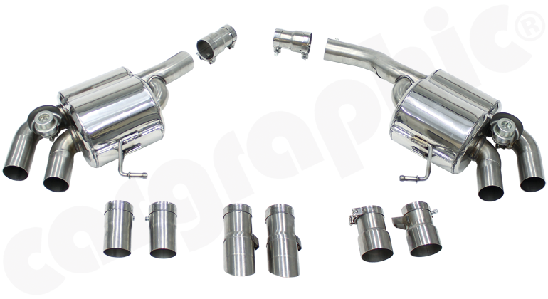 Cargraphic Sport Rear Silencer Set with Valves (Macan 2.0T) - Flat 6 Motorsports - Porsche Aftermarket Specialists 